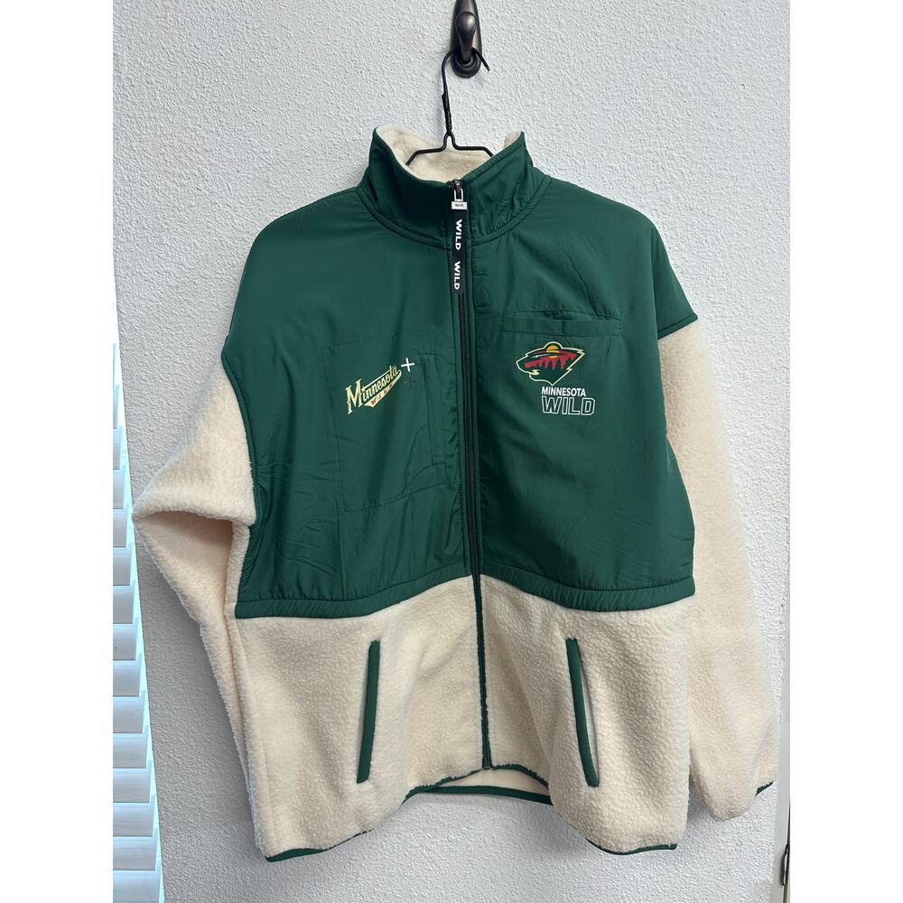 Wear by Erin Andrews Womens Minnesota Wild Sherpa Fleece Jacket Size L